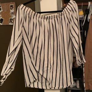 Black and White Off The Shoulder Blouse